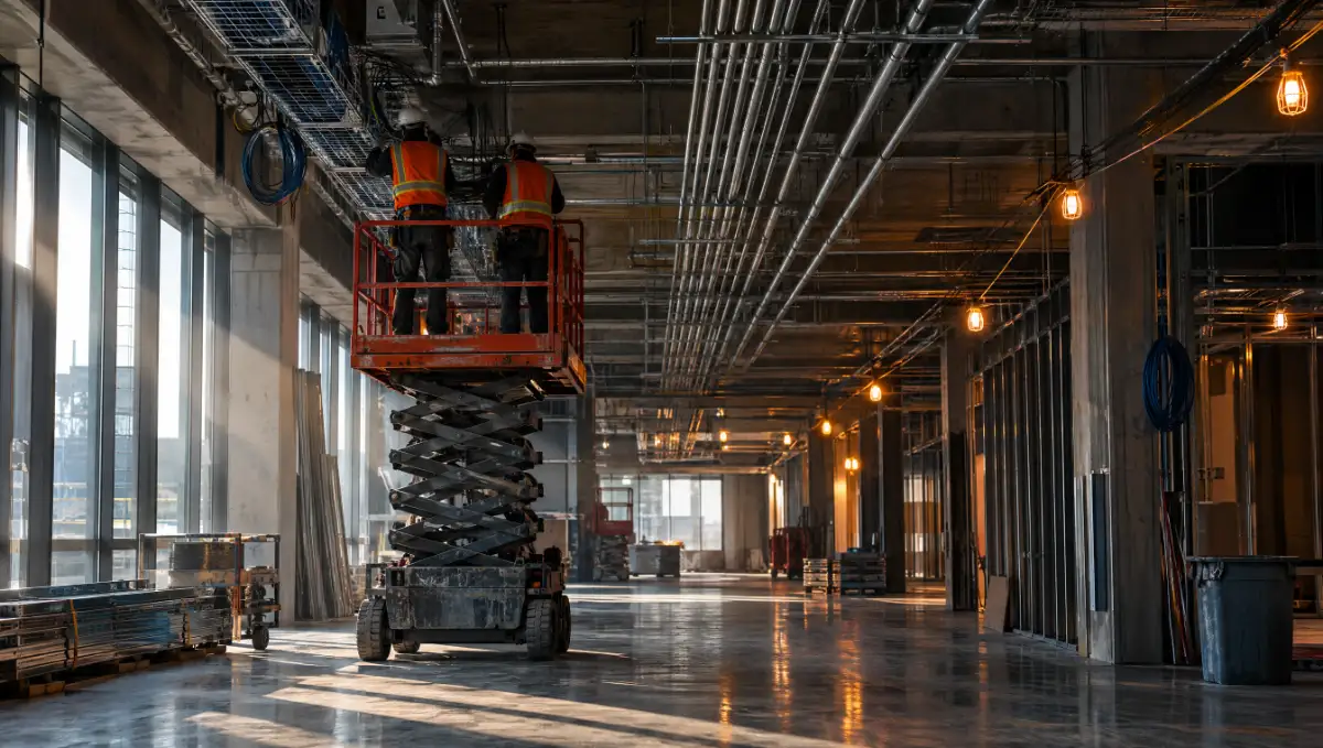 Interior de laboratorio en construcción
